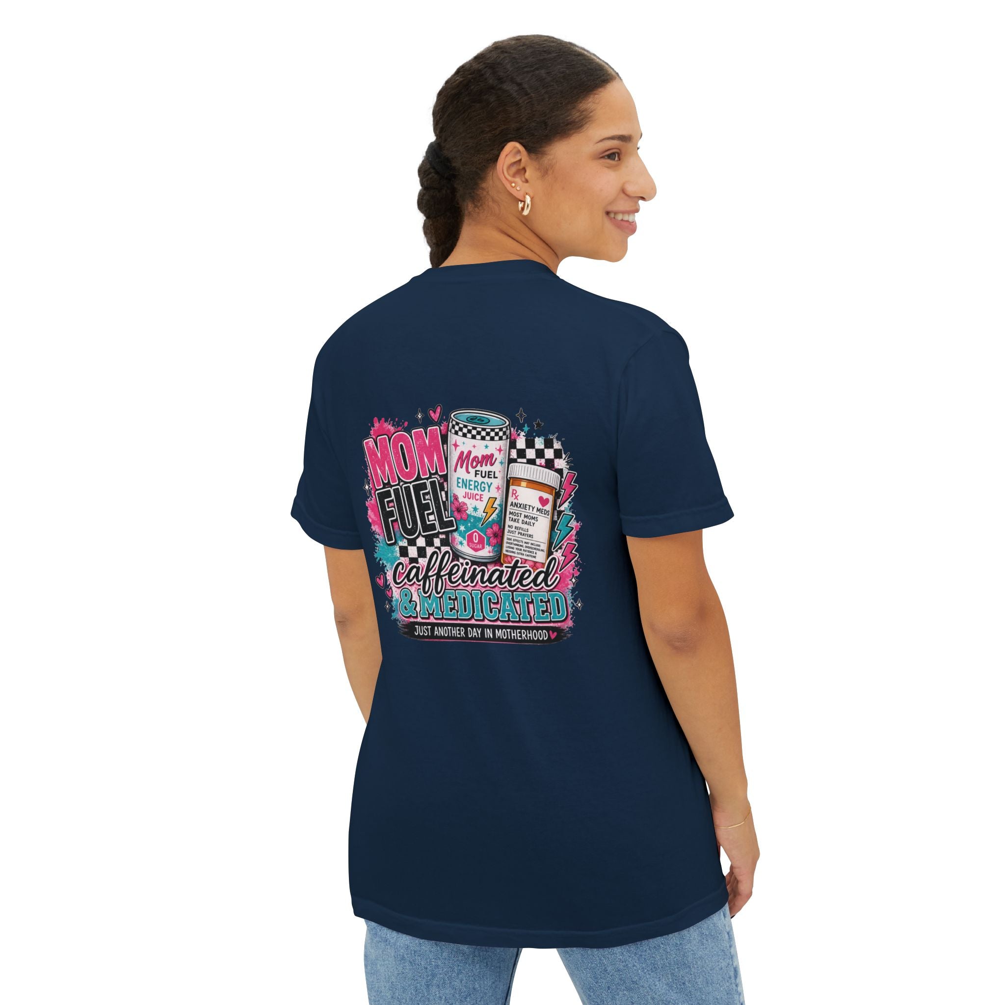 Mom Fuel Caffeinated & Medicated Pocket T-Shirt