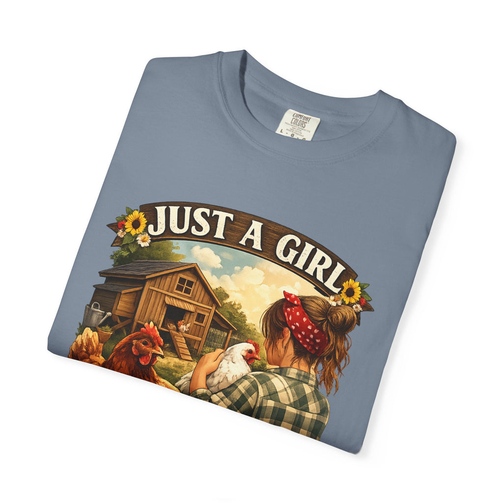 Just A Girl Who Loves Her Chickens T-Shirt — Farm Life Hen Lover Tee