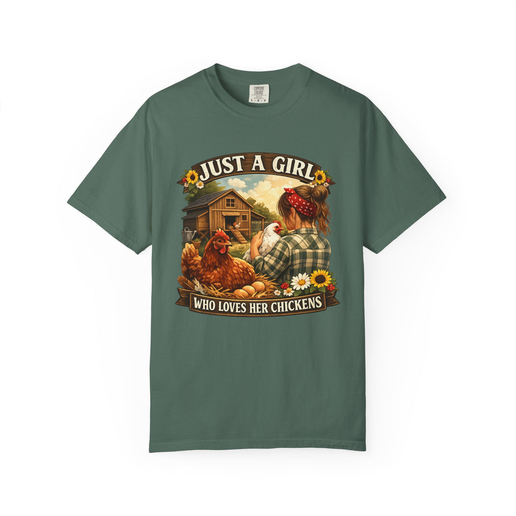 Just A Girl Who Loves Her Chickens T-Shirt — Farm Life Hen Lover Tee