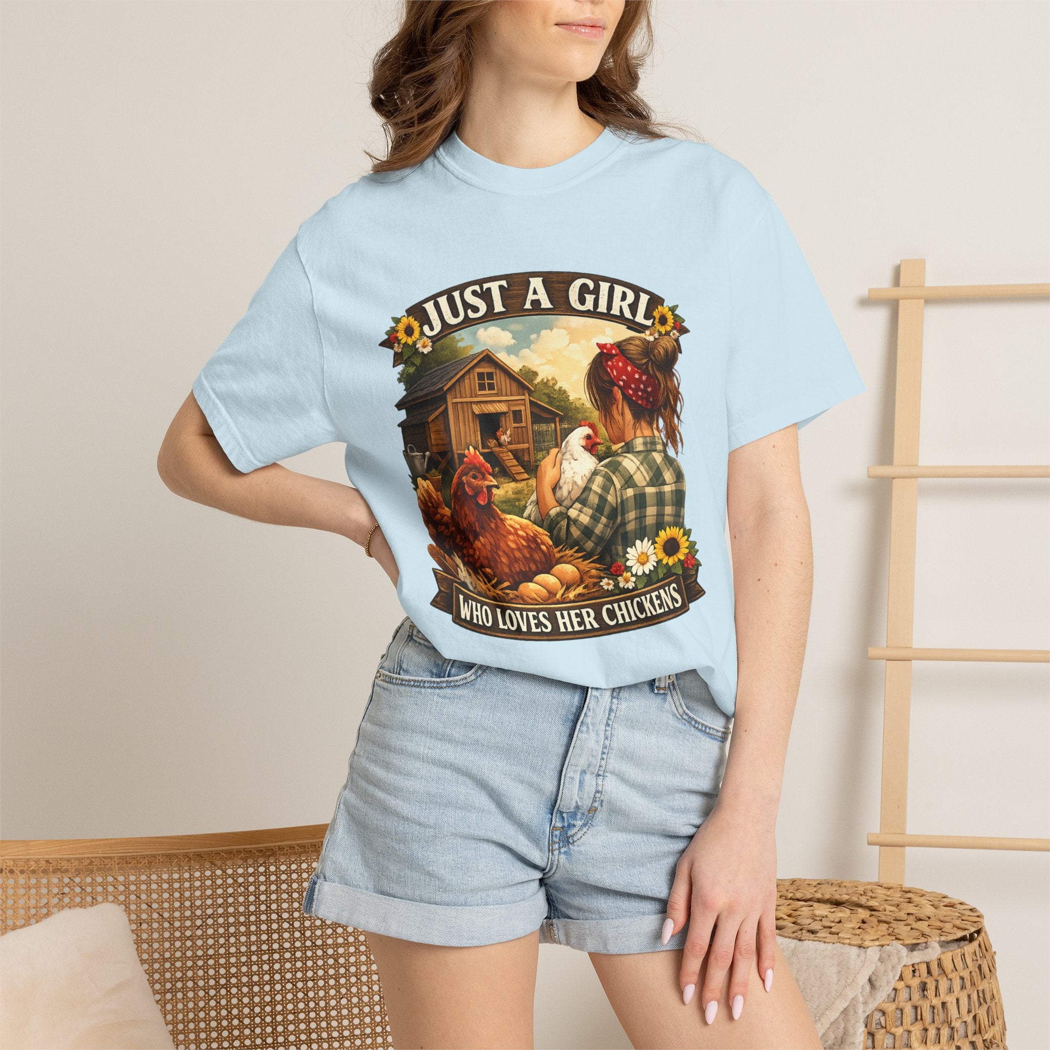 Just A Girl Who Loves Her Chickens T-Shirt — Farm Life Hen Lover Tee