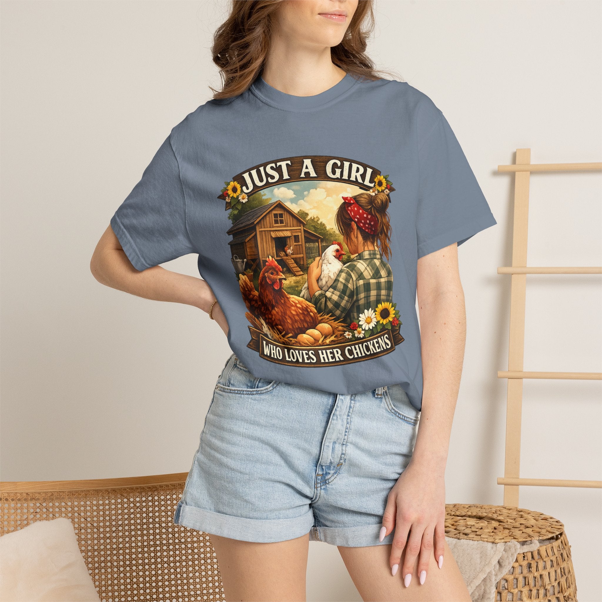 Just A Girl Who Loves Her Chickens T-Shirt — Farm Life Hen Lover Tee