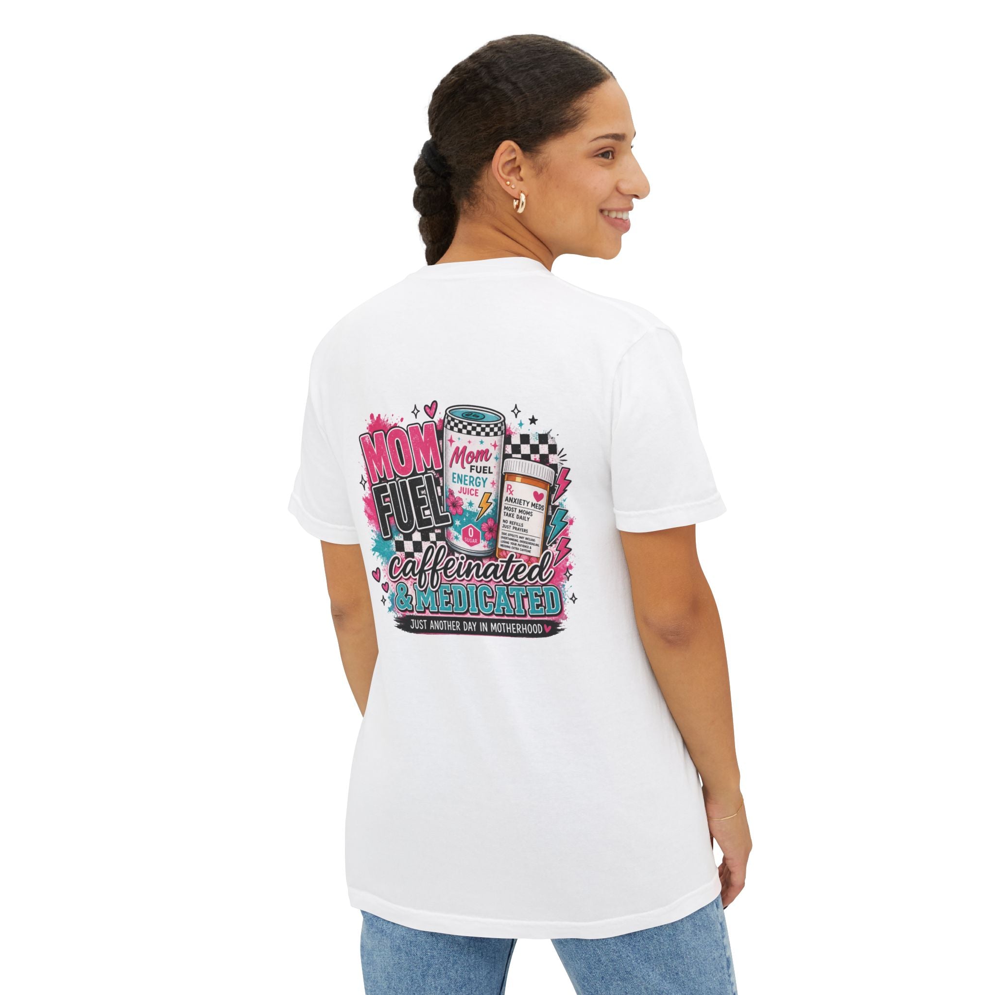 Mom Fuel Caffeinated & Medicated Pocket T-Shirt