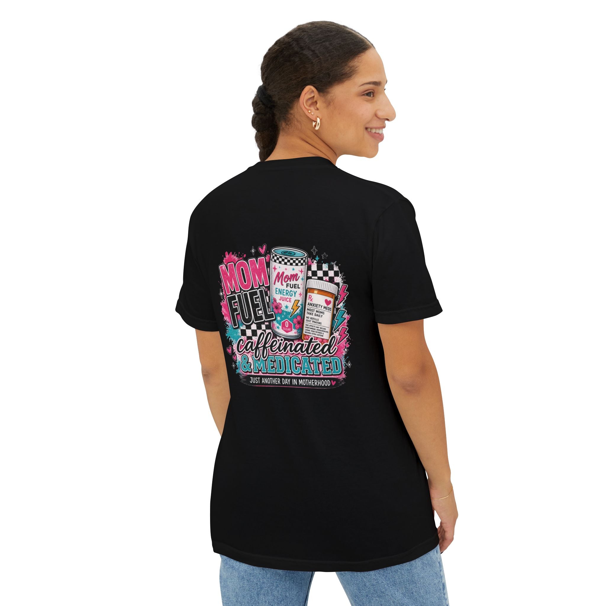 Mom Fuel Caffeinated & Medicated Pocket T-Shirt