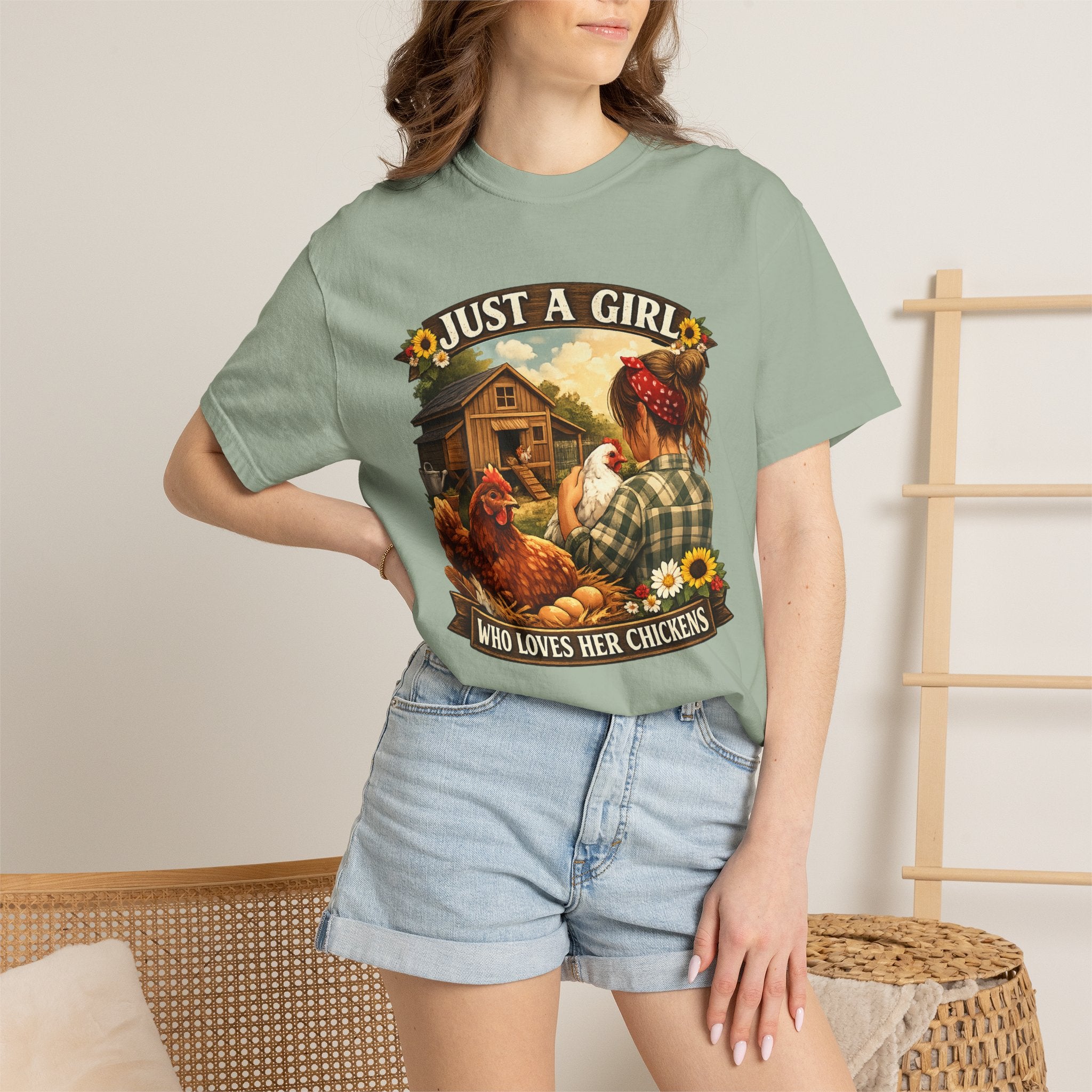 Just A Girl Who Loves Her Chickens T-Shirt — Farm Life Hen Lover Tee