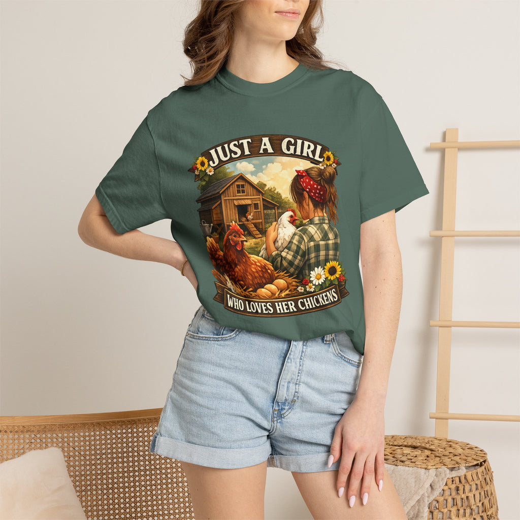 Just A Girl Who Loves Her Chickens T-Shirt — Farm Life Hen Lover Tee