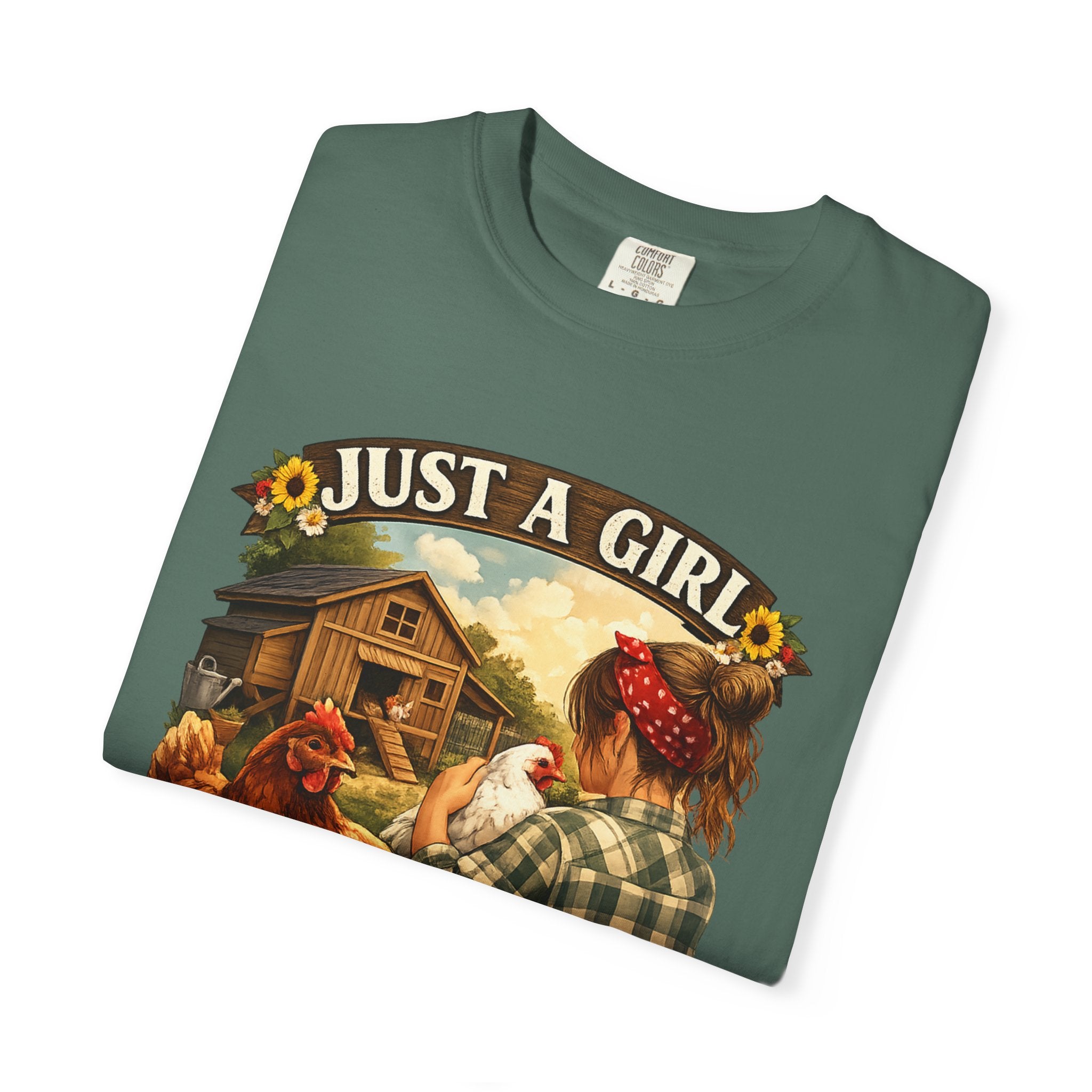 Just A Girl Who Loves Her Chickens T-Shirt — Farm Life Hen Lover Tee
